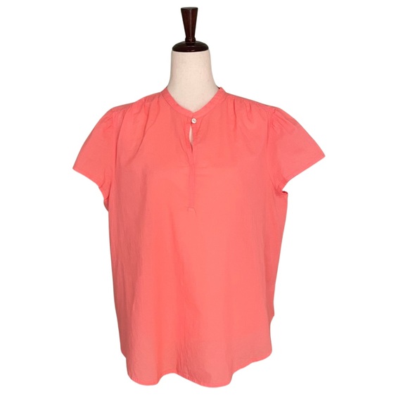 J. Jill Tops - J Jill Sheer Cotton Top Lightweight Blouse Cap Short Sleeves Watermelon Coral